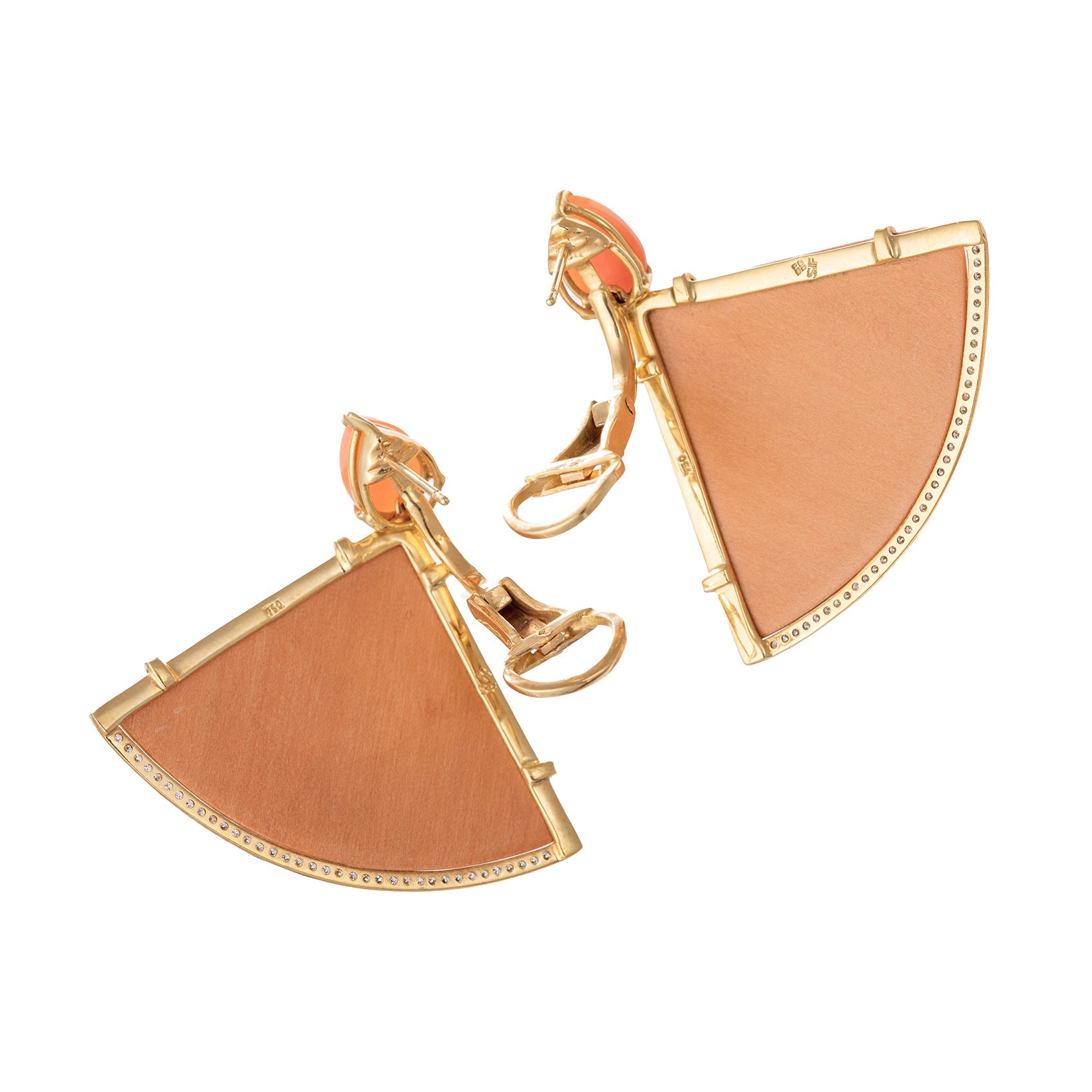 Silvia Furmanovich - Pink Opal Diamond Marquetry Wood Drop Earrings