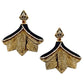 18k Gold Carved Wood Diamond Fanned Leaf Drop Earrings