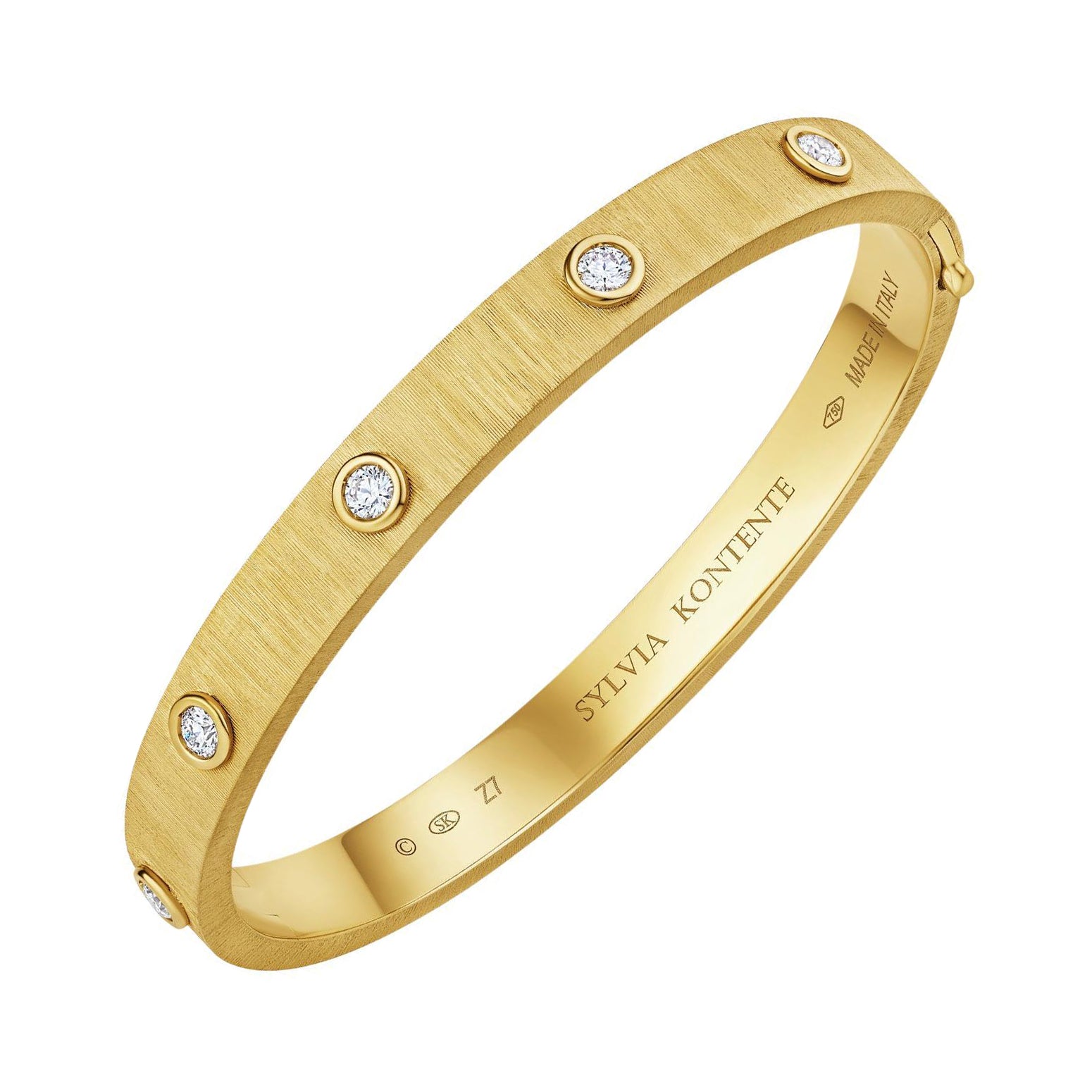Sylvia Kontente - 18k Yellow Gold Bezel - Set Diamond Bangle Bracelet