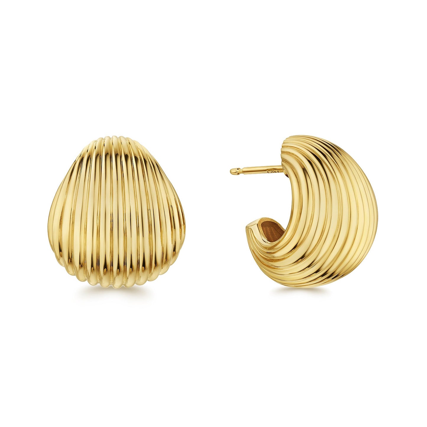 Sylvia Kontente - 18k Yellow Gold Fluted Huggie Earrings
