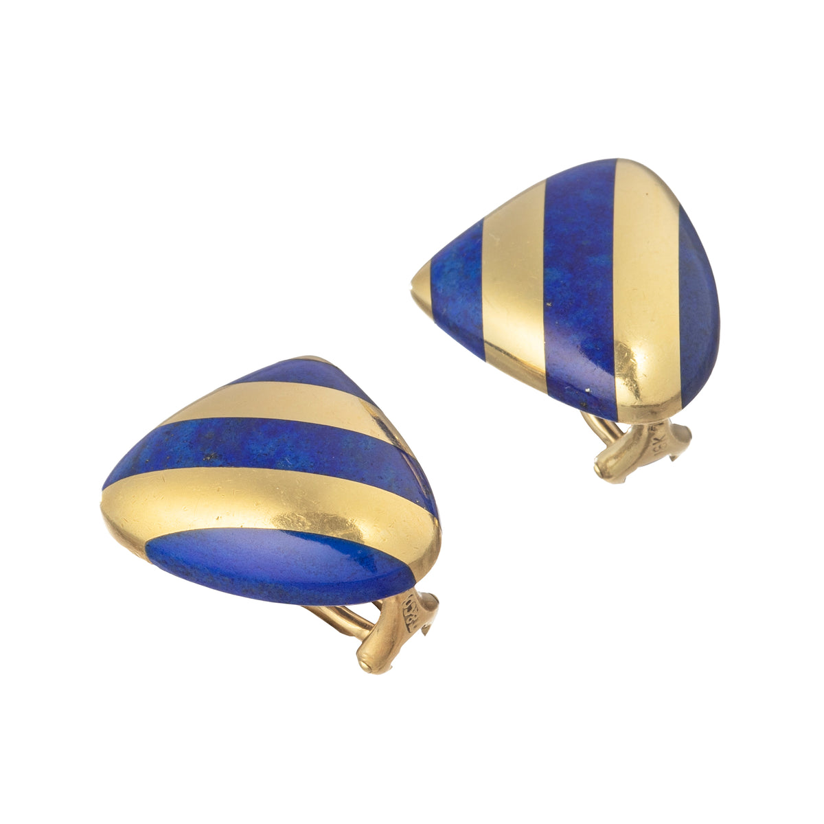 Angela Cummings 18k Yellow Gold Lapis Striped Earrings