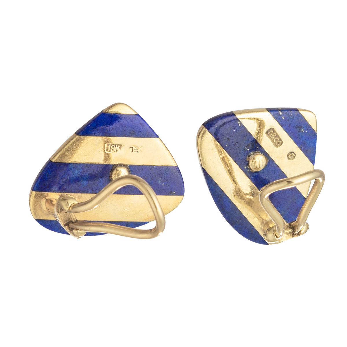 Angela Cummings 18k Yellow Gold Lapis Striped Earrings