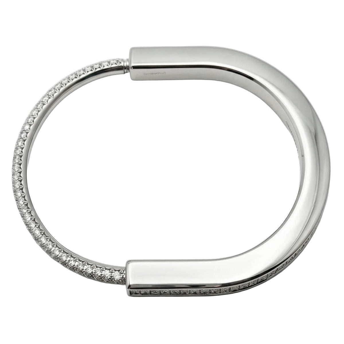 Tiffany & Co - 18K White Gold Baguette & Pavé Diamond Lock Bracelet