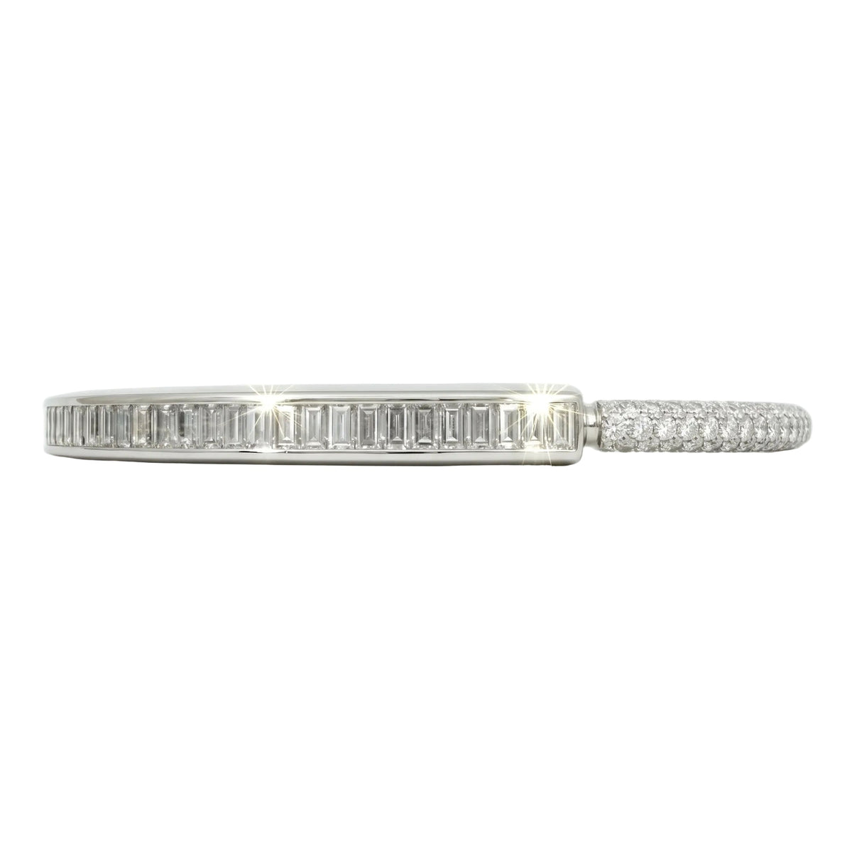 Tiffany & Co - 18K White Gold Baguette & Pavé Diamond Lock Bracelet