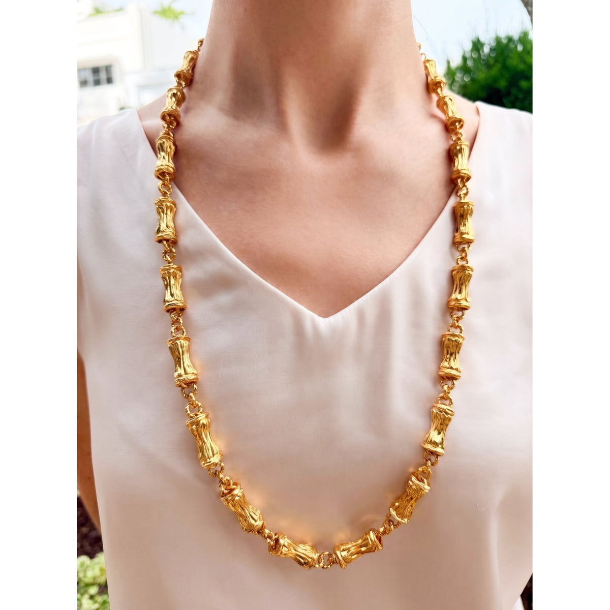 Tiffany & Co - 18k Yellow Gold Bamboo Link Long Necklace