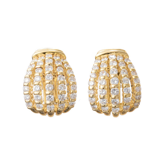 Tiffany & Co - 18k Yellow Gold Diamond Caged Hoop Earrings