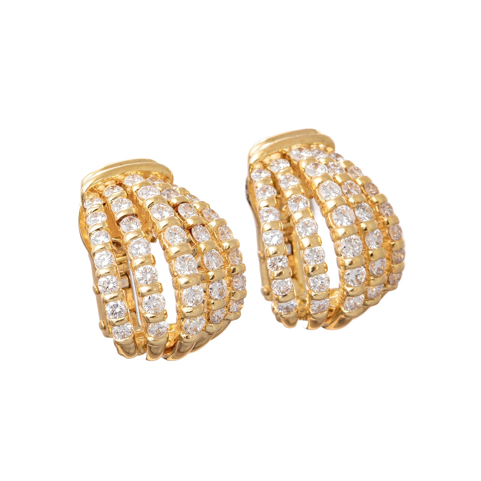 Tiffany & Co - 18k Yellow Gold Diamond Caged Hoop Earrings