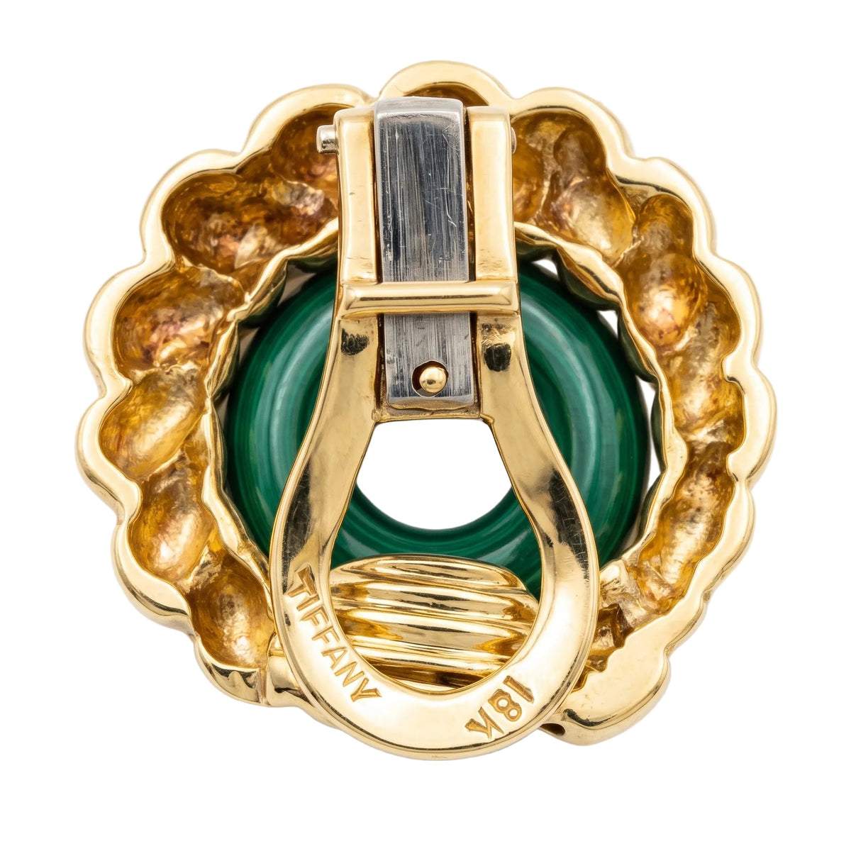 Tiffany & Co - 18k Yellow Gold Green Chalcedony Earrings