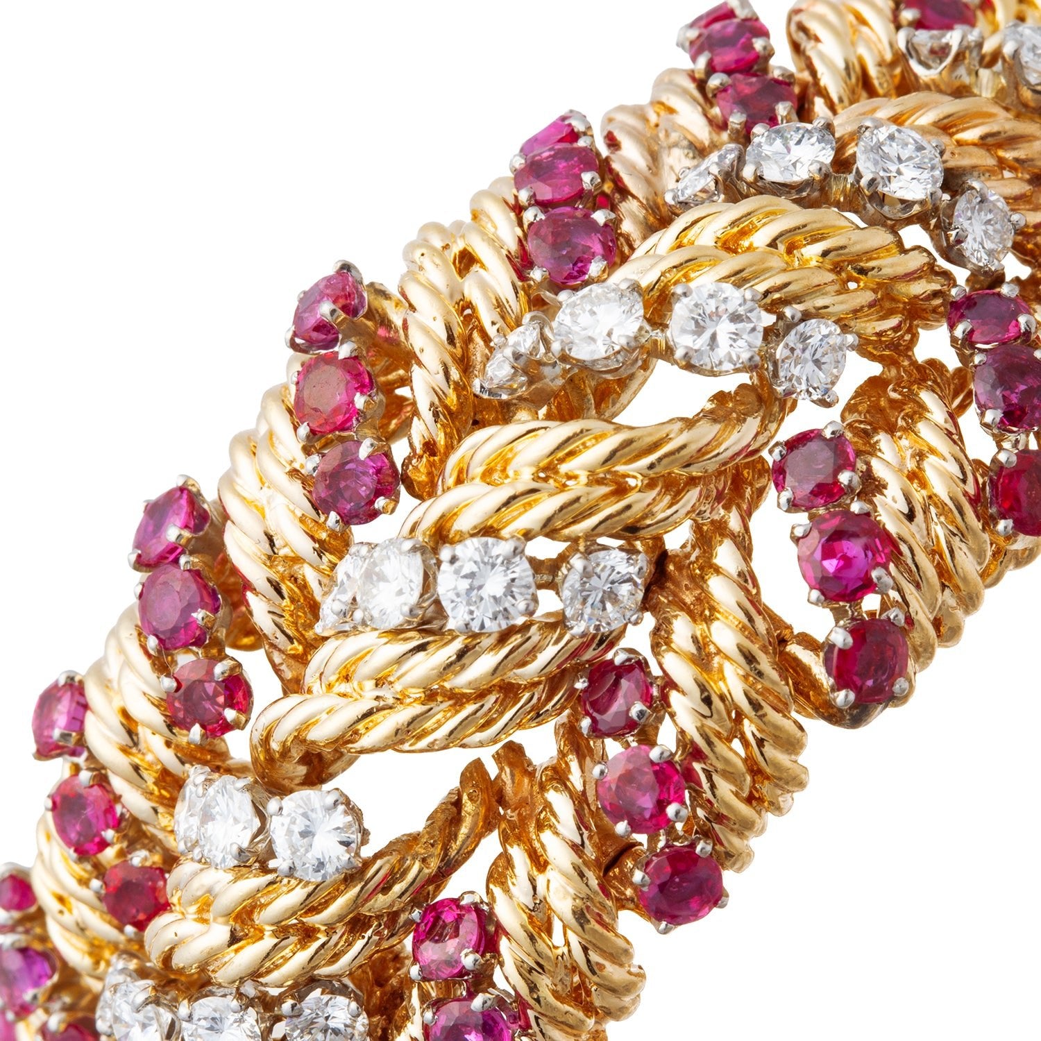 Tiffany & Co - 1950s Ruby Diamond Nautical Rope Bracelet