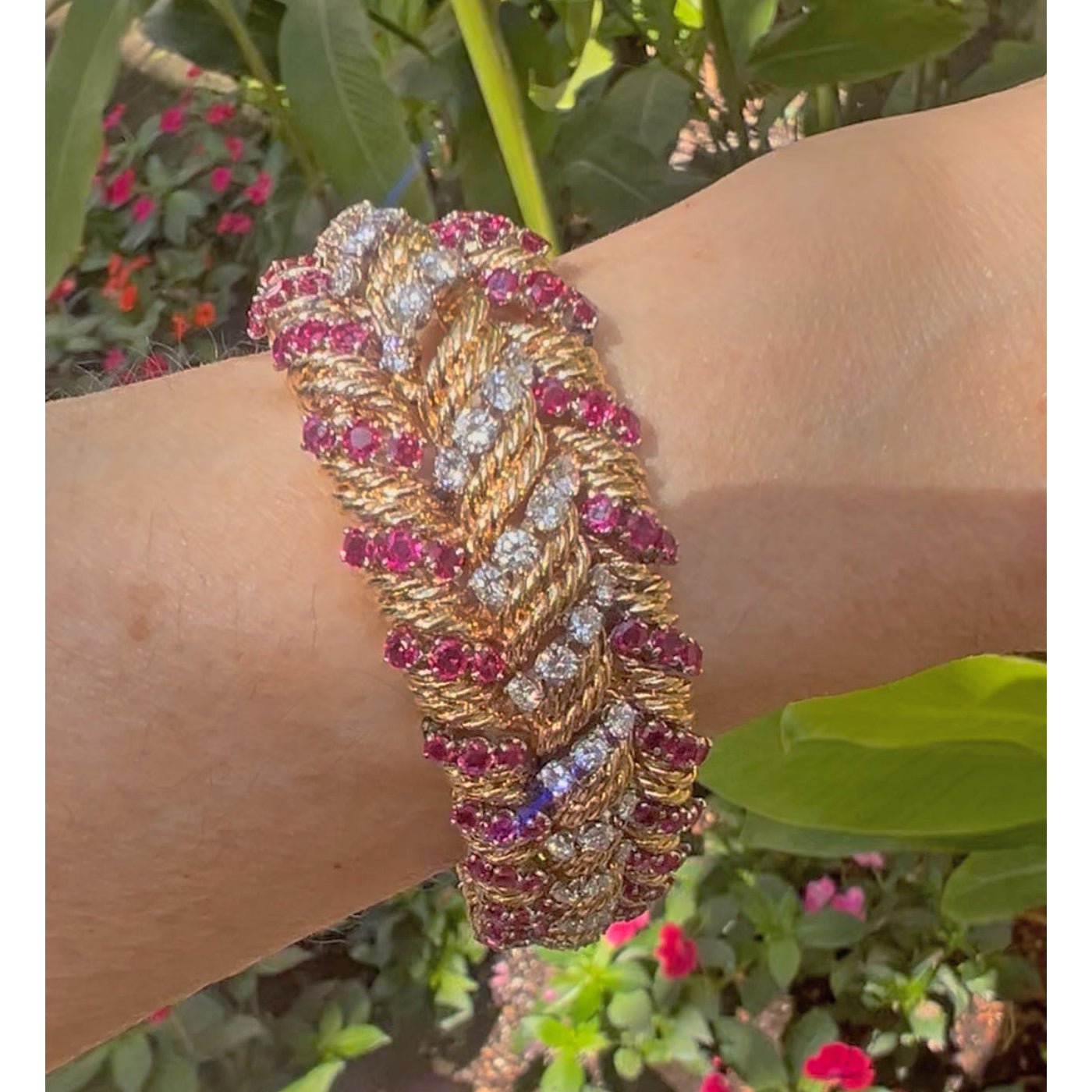 Tiffany & Co - 1950s Ruby Diamond Nautical Rope Bracelet