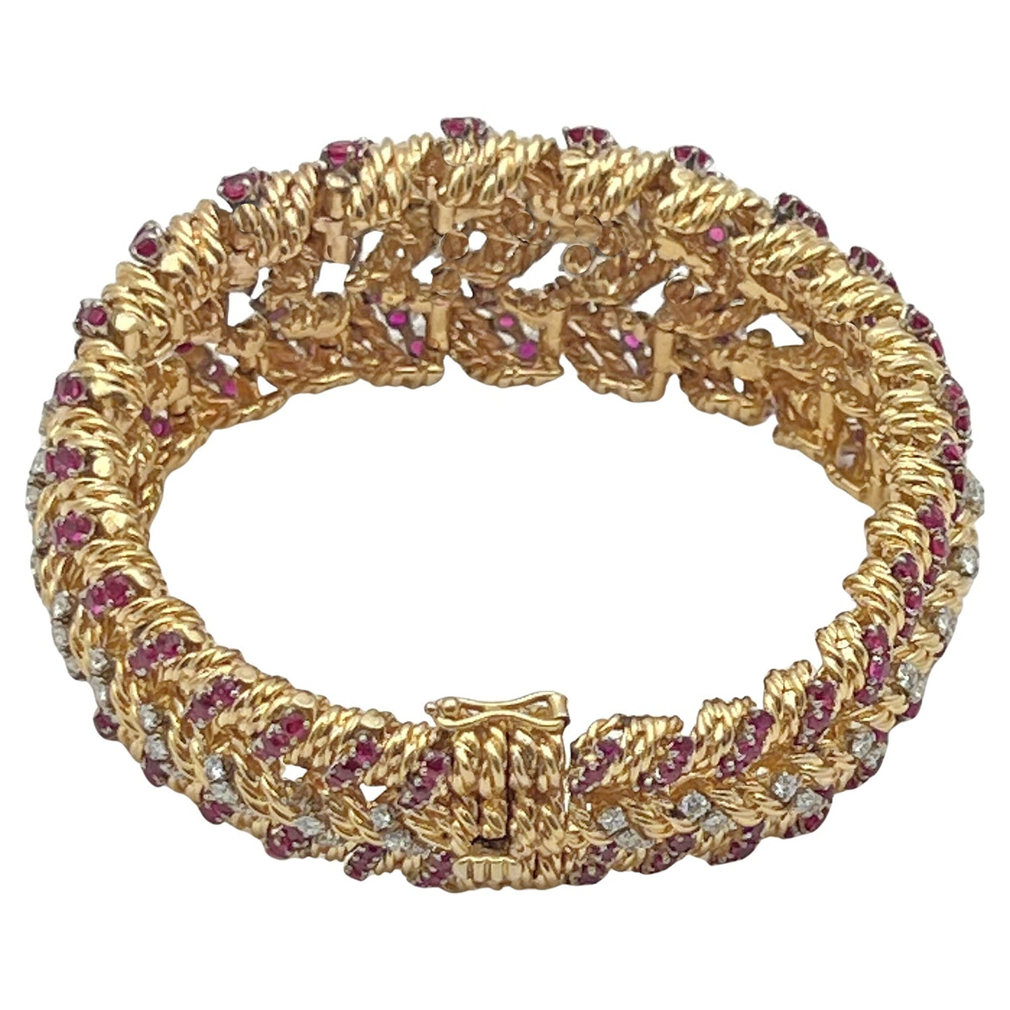Tiffany & Co - 1950s Ruby Diamond Nautical Rope Bracelet