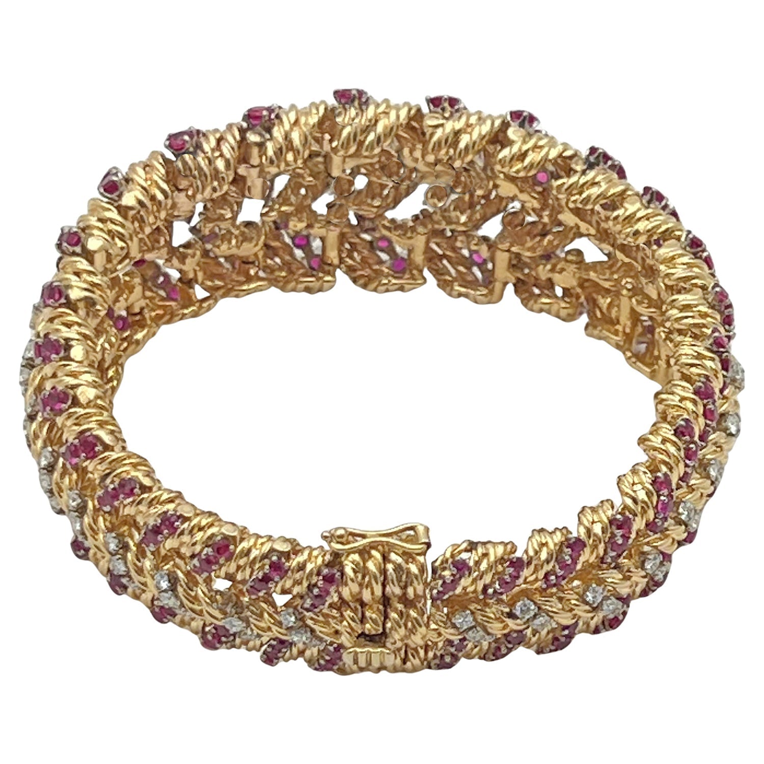 Tiffany & Co - 1950s Ruby Diamond Nautical Rope Bracelet