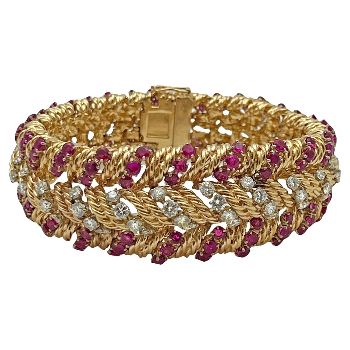 Tiffany & Co - 1950s Ruby Diamond Nautical Rope Bracelet