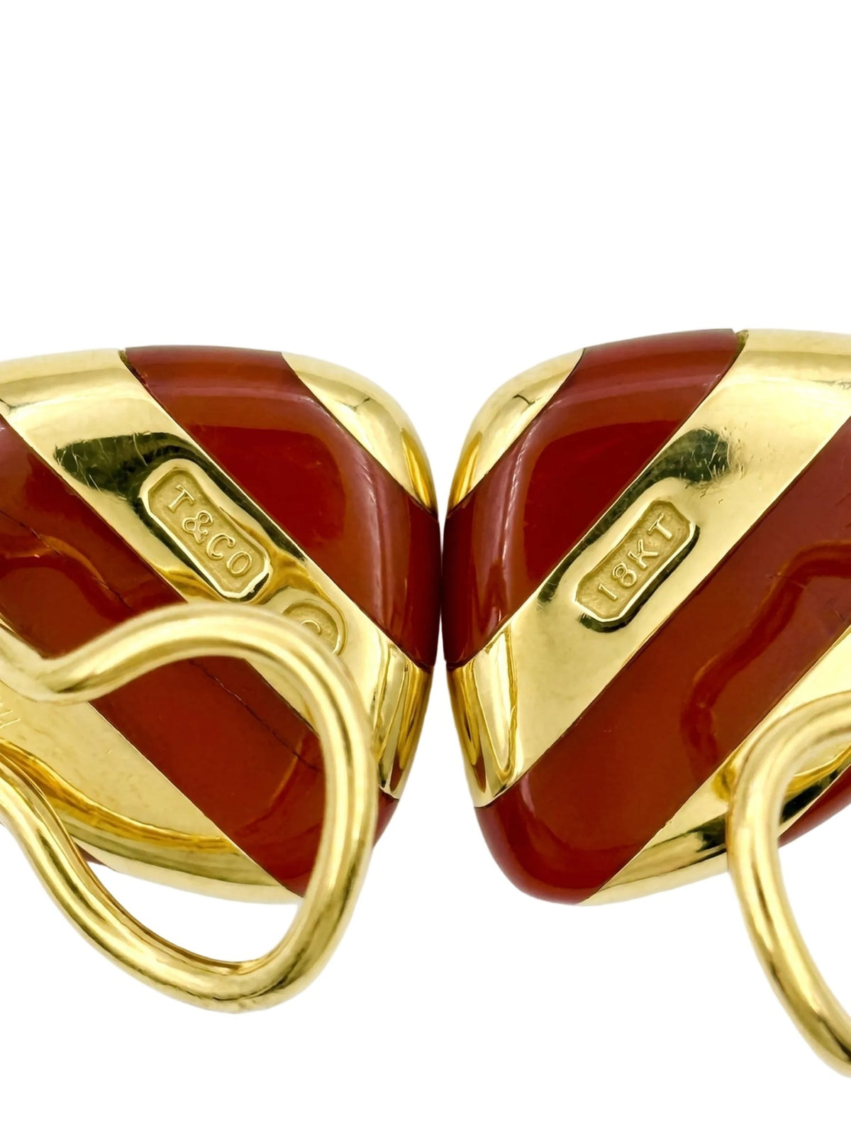 Tiffany & Co - Angela Cummings 18k Yellow Gold Carnelian Striped Earrings