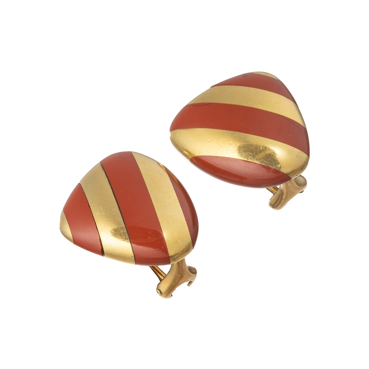 Tiffany & Co - Angela Cummings 18k Yellow Gold Carnelian Striped Earrings