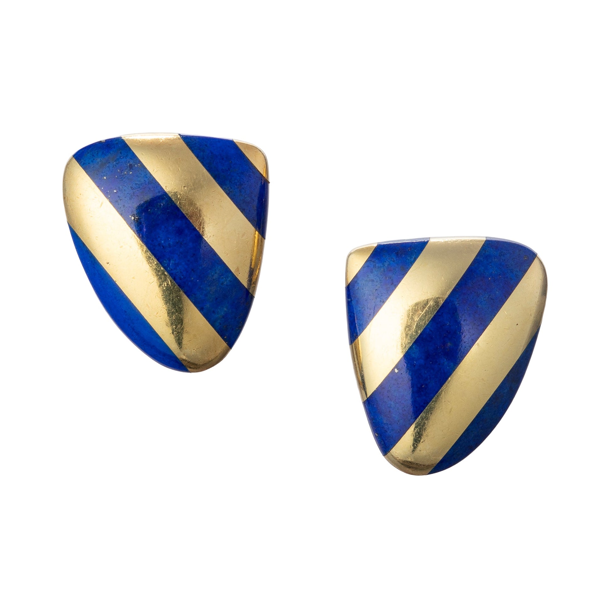 Tiffany & Co - Angela Cummings 18k Yellow Gold Lapis Striped Earrings