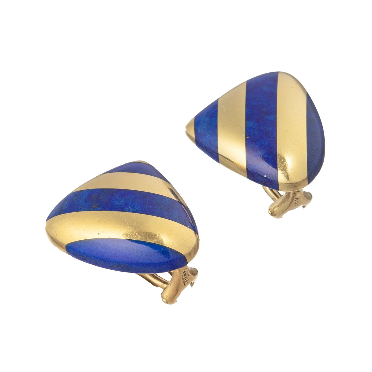 Tiffany & Co - Angela Cummings 18k Yellow Gold Lapis Striped Earrings