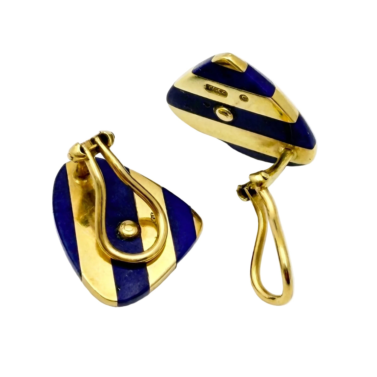 Tiffany & Co - Angela Cummings 18k Yellow Gold Lapis Striped Earrings