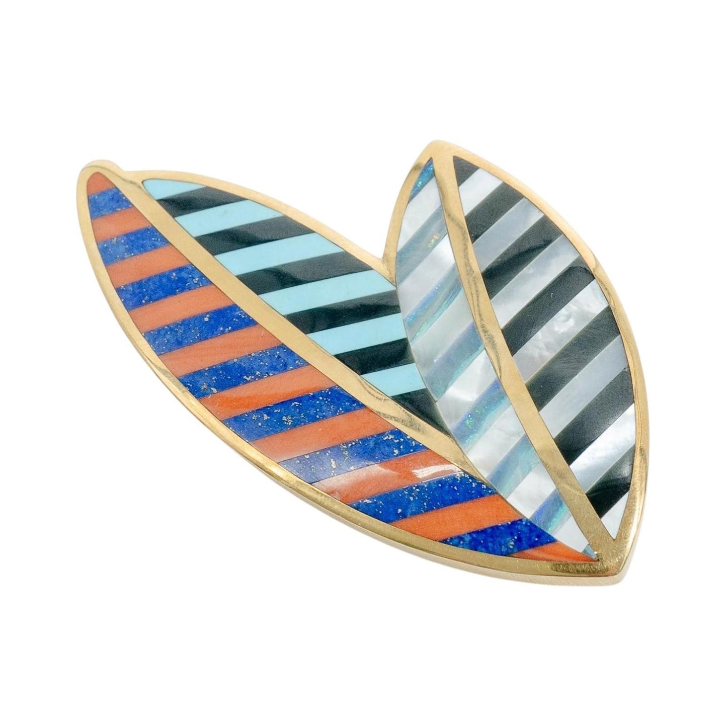 Tiffany & Co - Angela Cummings Multicolored Hardstone Shell Leaf Brooch