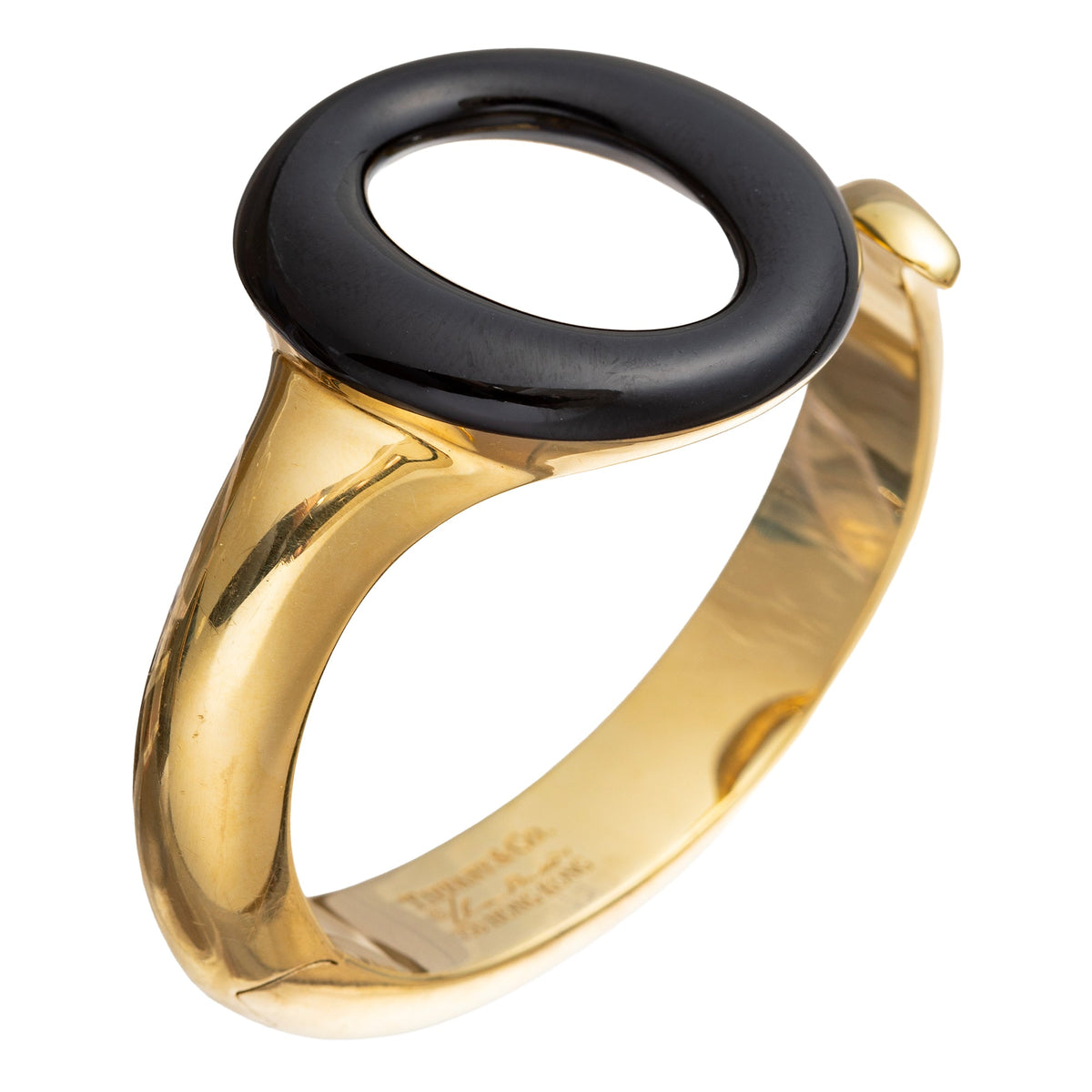Tiffany & Co - Elsa Peretti 18k Gold Black Jade Sevillana Cuff Bracelet