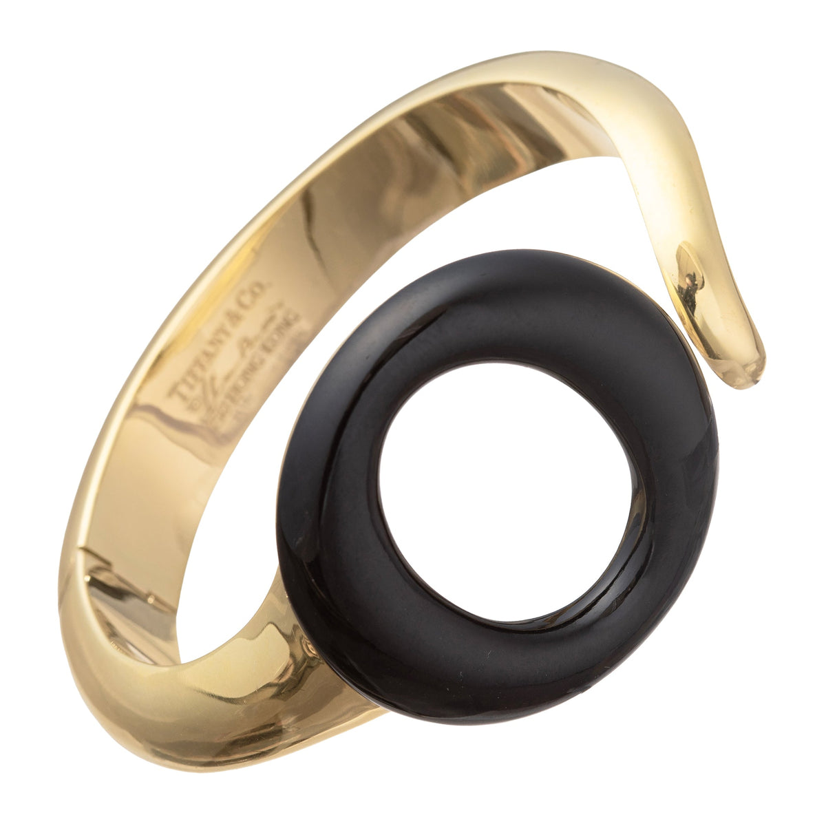 Tiffany & Co - Elsa Peretti 18k Gold Black Jade Sevillana Cuff Bracelet
