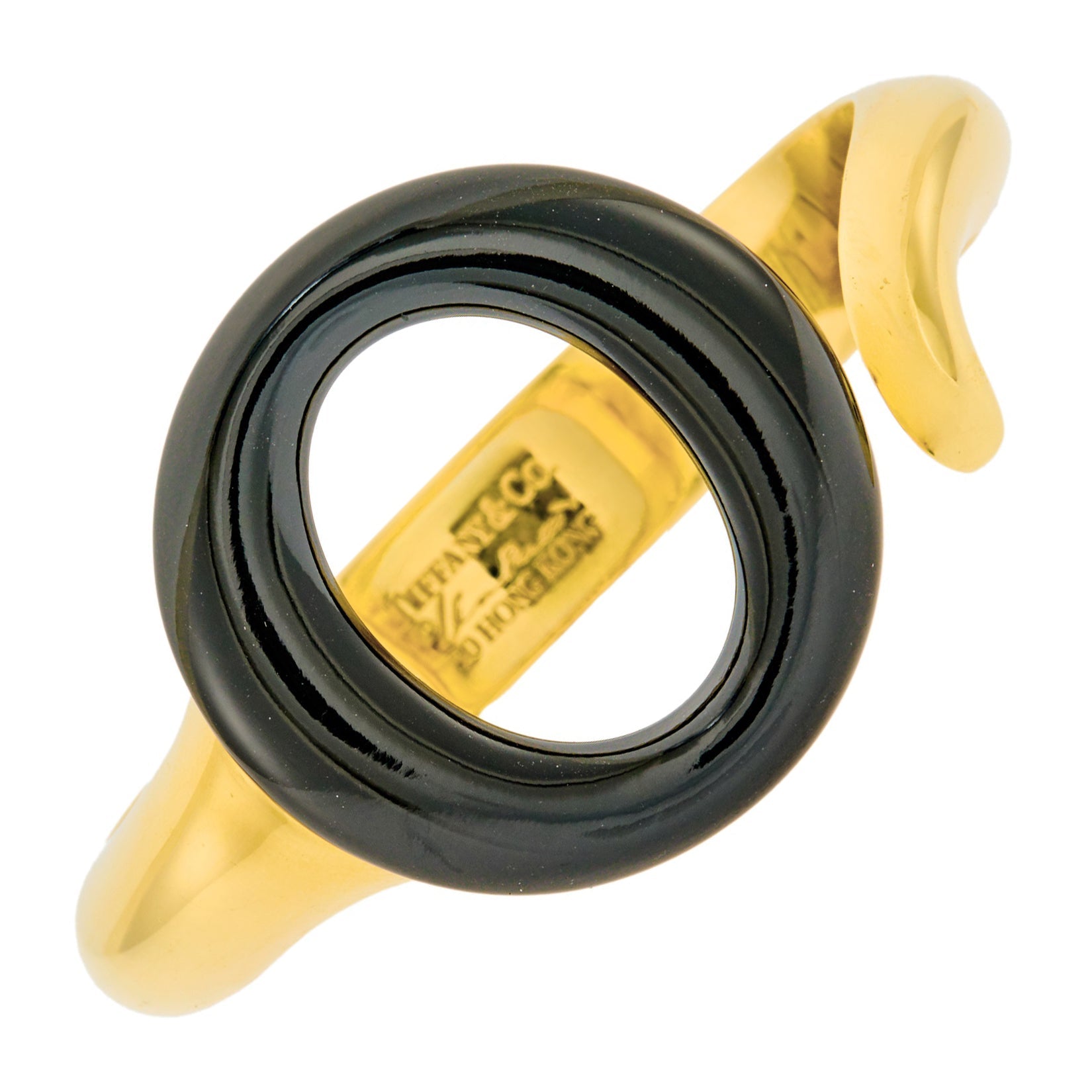 Tiffany & Co - Elsa Peretti 18k Gold Black Jade Sevillana Cuff Bracelet
