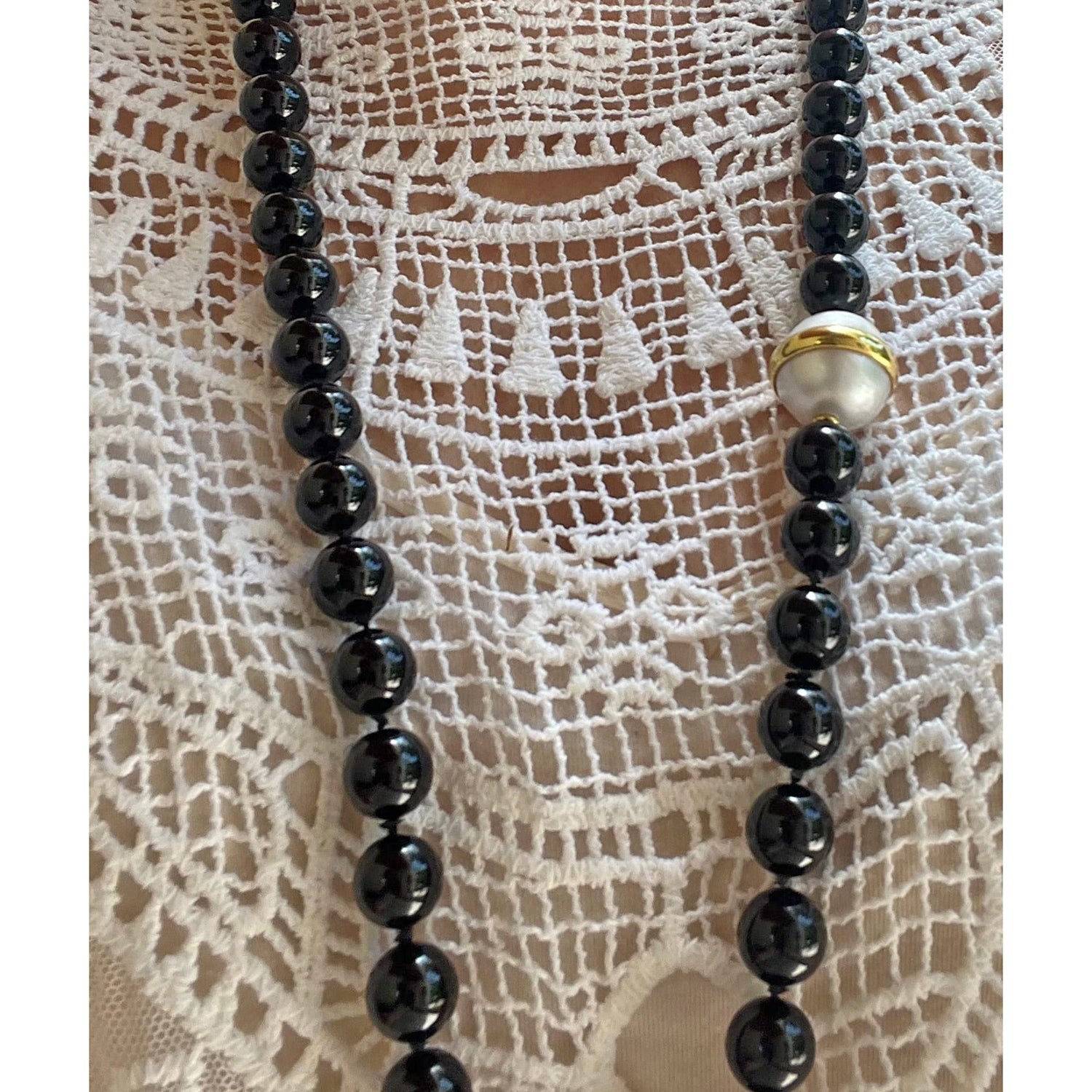 Tiffany Paloma Picasso Black Onyx South Sea Pearl Long Necklace