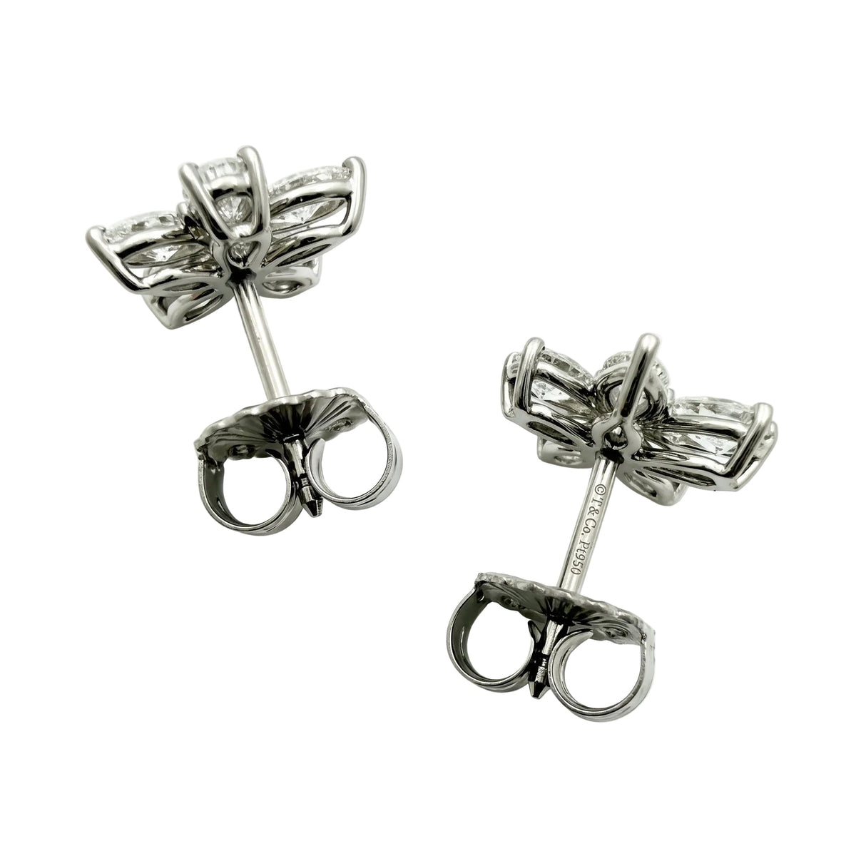 Tiffany & Co - Platinum Mixed Diamond Cluster Victoria Cluster Earrings