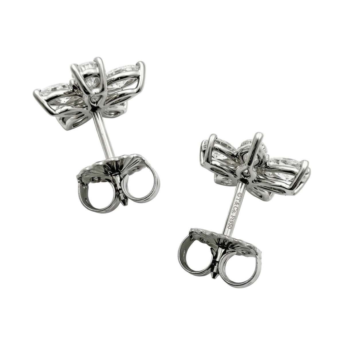 Tiffany & Co - Platinum Mixed Diamond Cluster Victoria Cluster Earrings