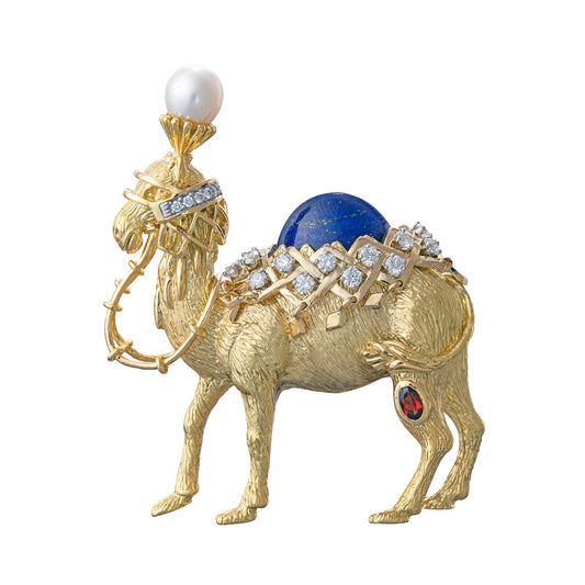 Tiffany & Co - Schlumberger 18k Gold Gem - Set Camel Brooch