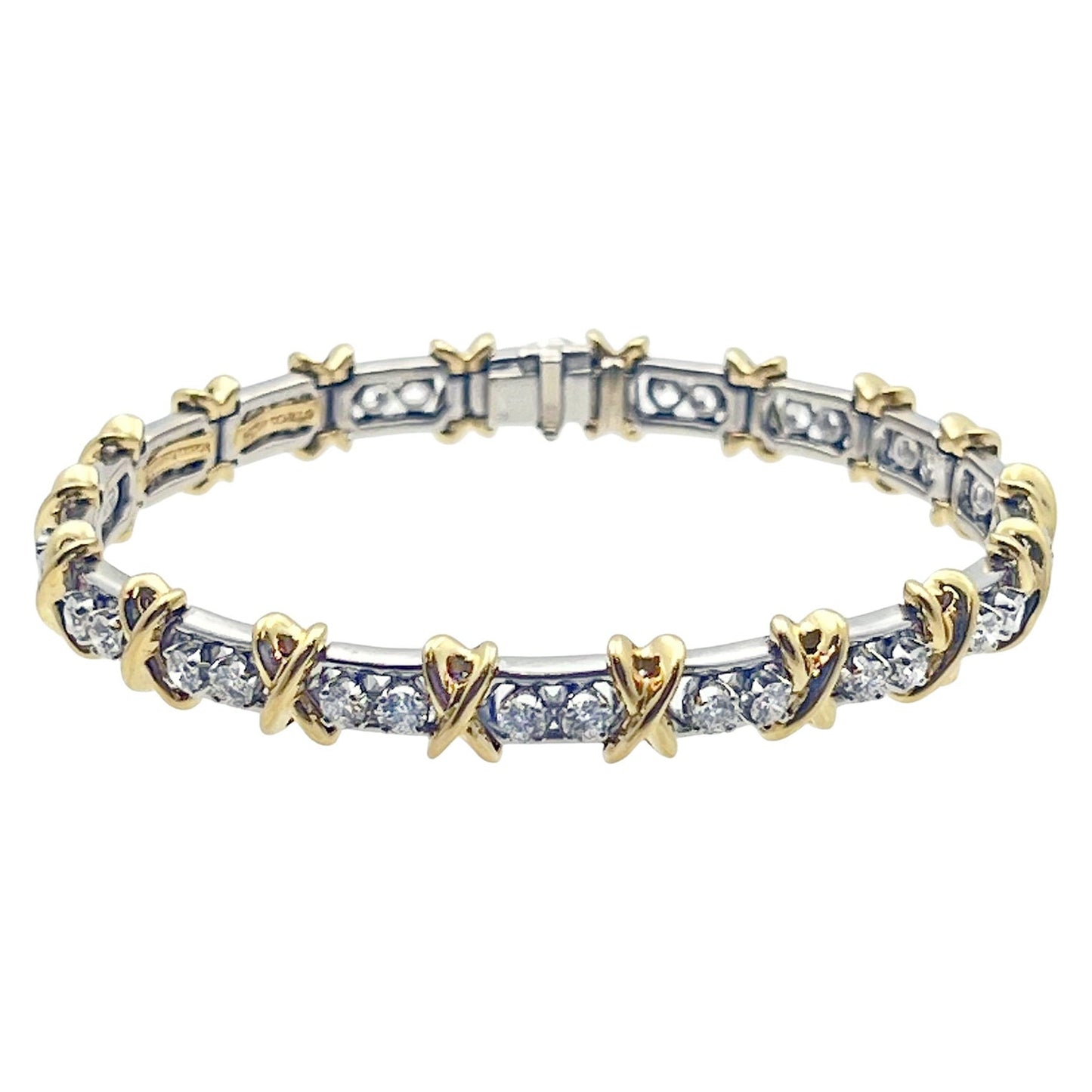 Tiffany & Co - Schlumberger 18k Gold Platinum Diamond 36 Stone Bracelet