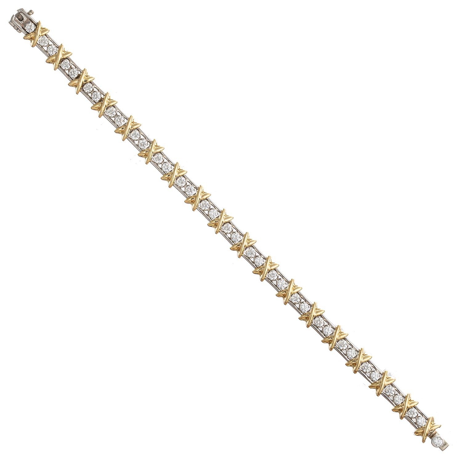 Tiffany & Co - Schlumberger 18k Gold Platinum Diamond 36 Stone Bracelet