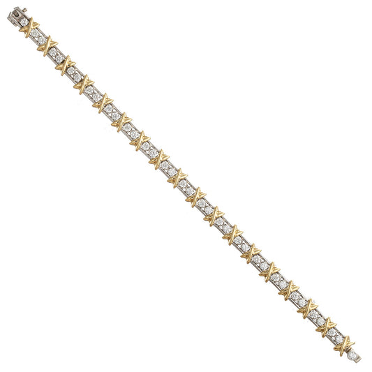 Tiffany & Co - Schlumberger 18k Gold Platinum Diamond 36 Stone Bracelet