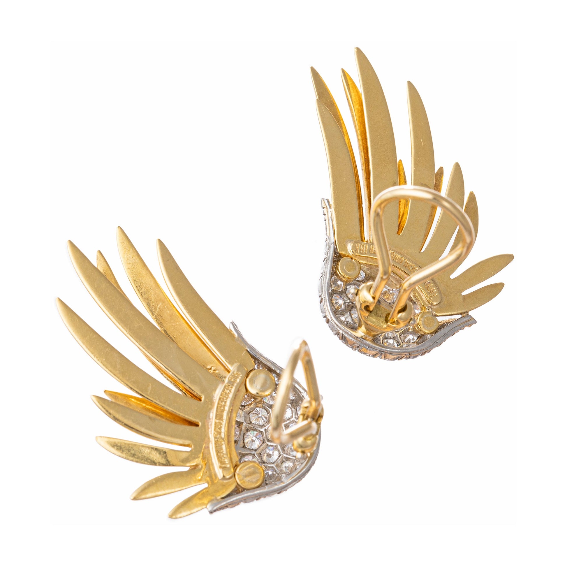 Tiffany & Co - Schlumberger 18k Gold Platinum Diamond Flame Earrings