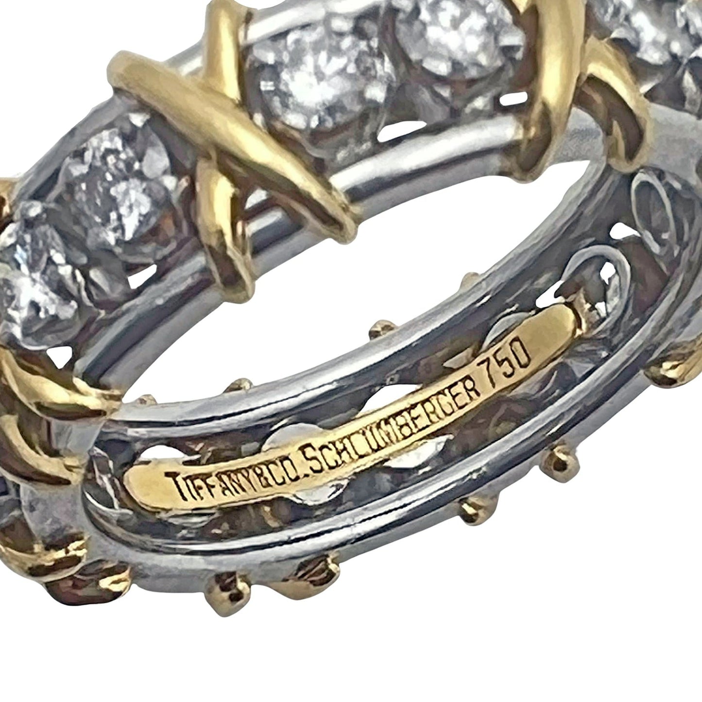 Tiffany & Co - Schlumberger 18k Gold Platinum Diamond Sixteen Stone Ring