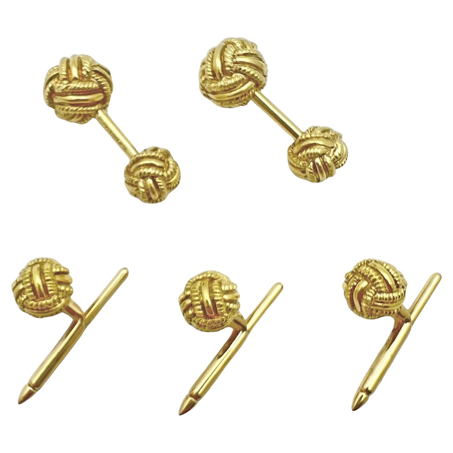 Tiffany & Co - Schlumberger 18k Gold Rope Knot Cufflink Stud Set