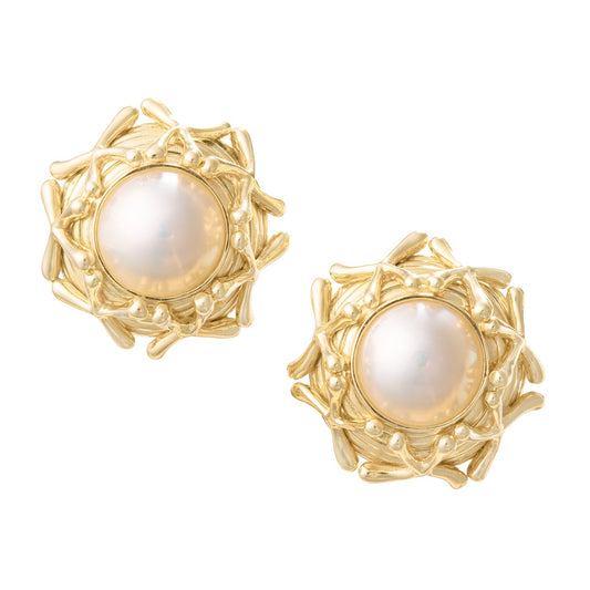 Tiffany & Co - Schlumberger 18k Yellow Gold Mabe Pearl Earrings