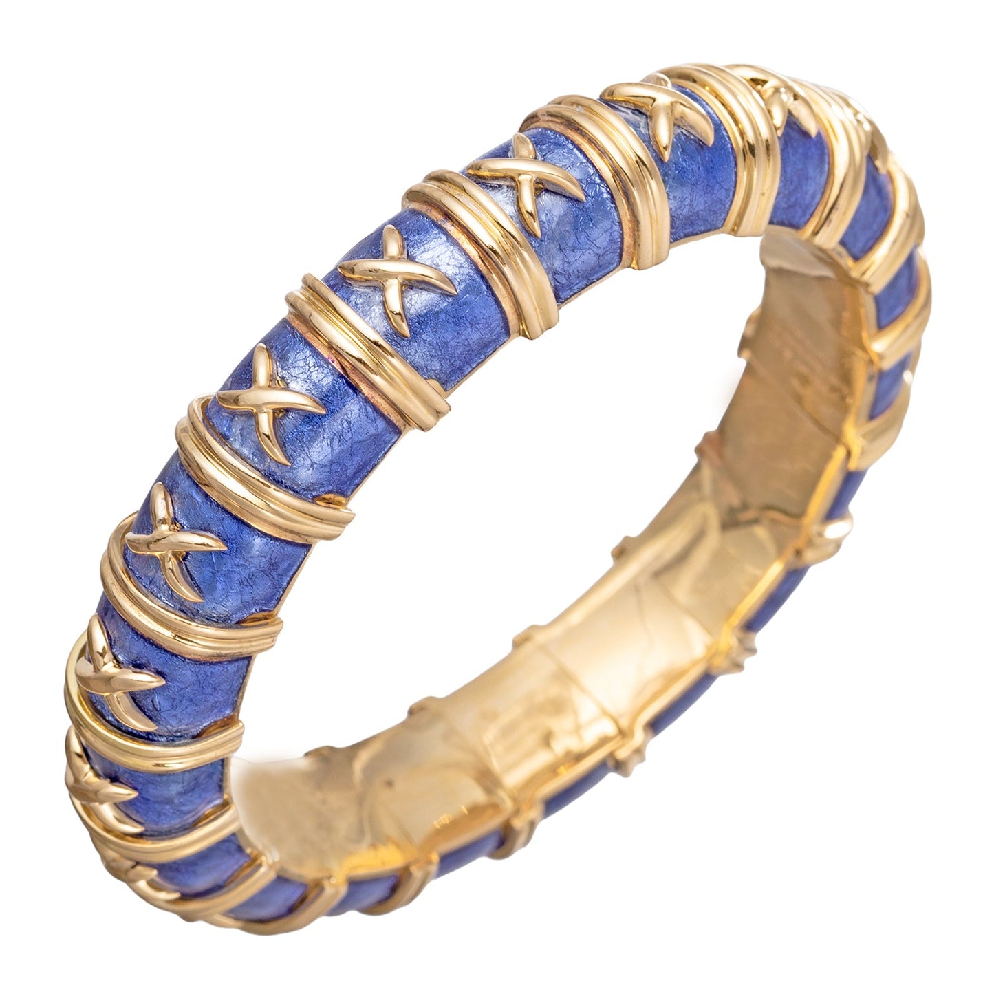 Tiffany & Co - Schlumberger Croisillon Periwinkle Blue Enamel Bangle