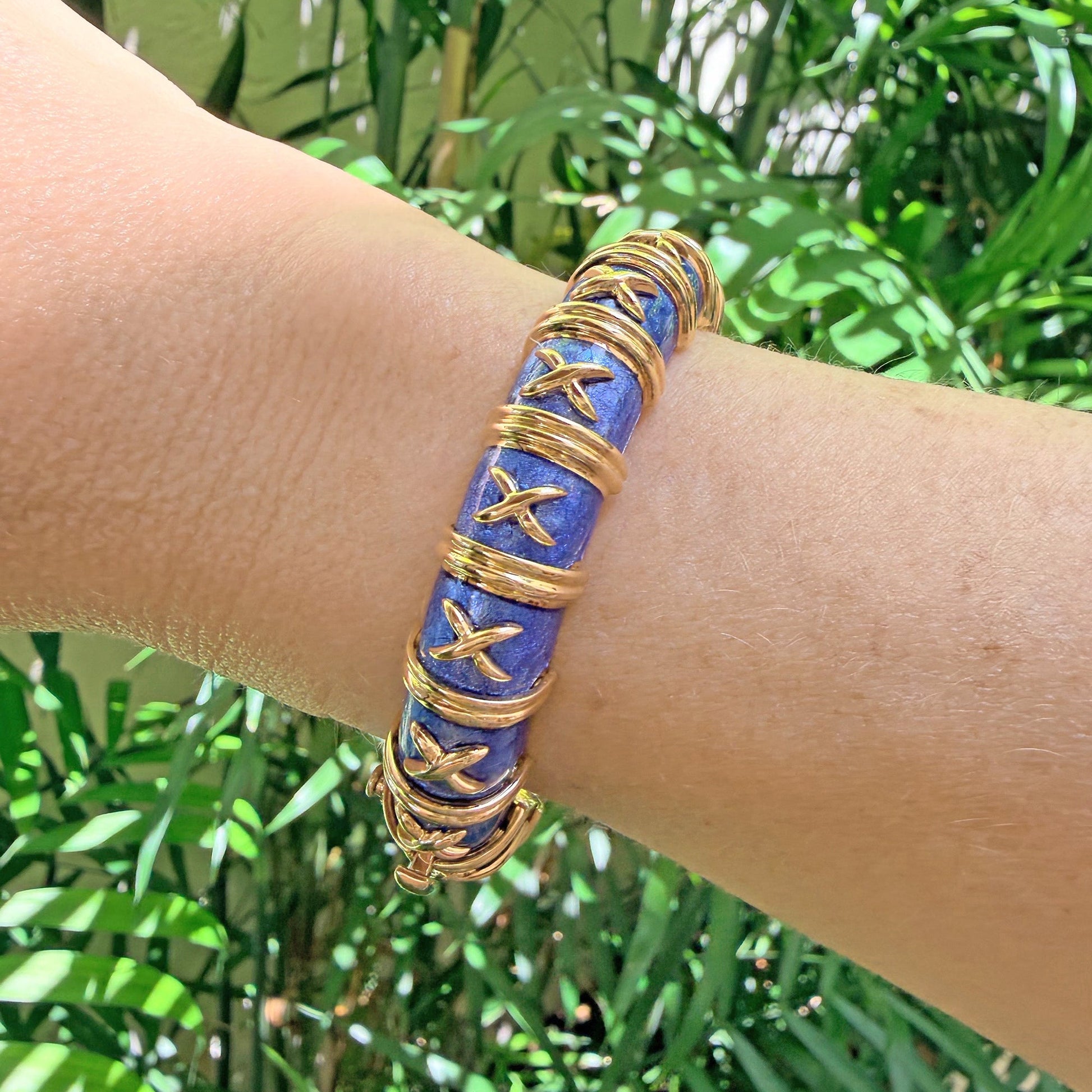 Tiffany & Co - Schlumberger Croisillon Periwinkle Blue Enamel Bangle