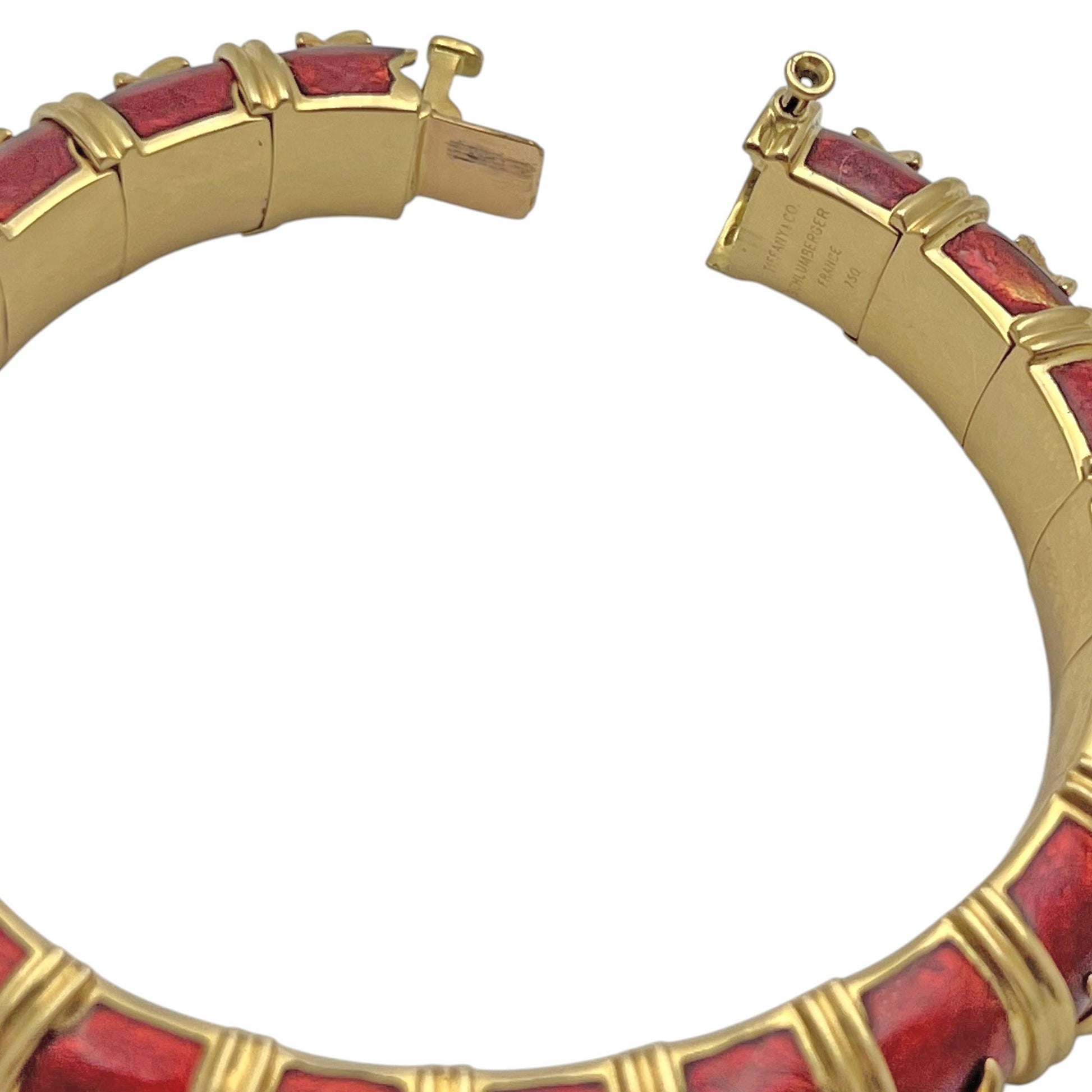 Tiffany & Co - Schlumberger Croisillon Red Enamel Bangle Bracelet