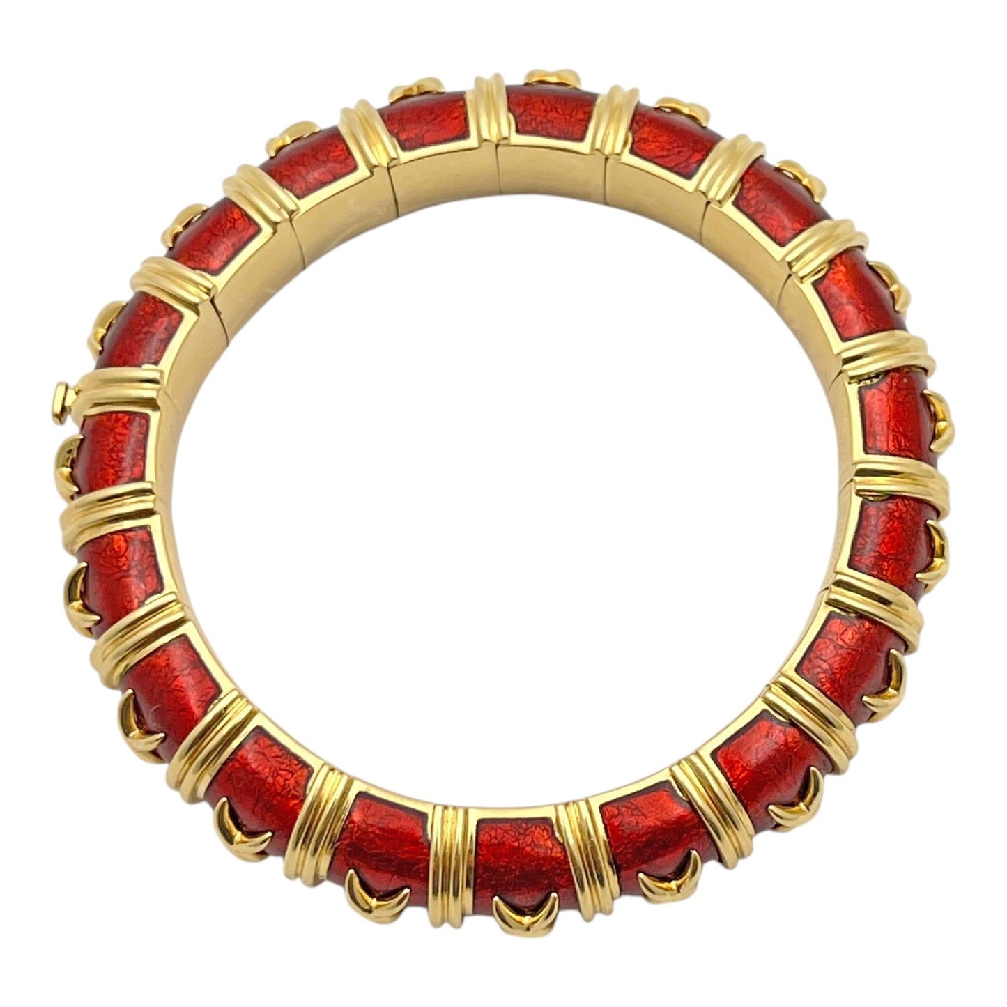 Tiffany & Co - Schlumberger Croisillon Red Enamel Bangle Bracelet