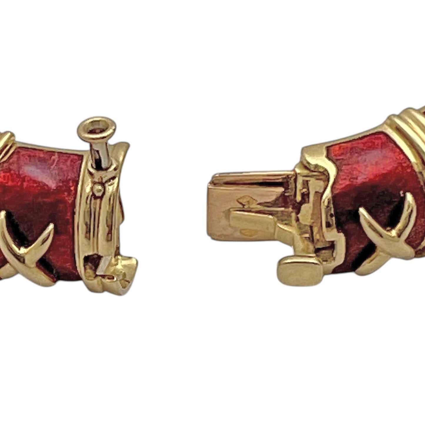 Tiffany & Co - Schlumberger Croisillon Red Enamel Bangle Bracelet