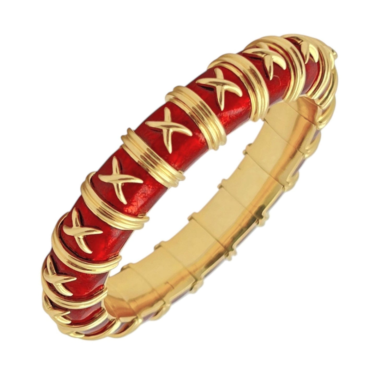 Tiffany & Co - Schlumberger Croisillon Red Enamel Bangle Bracelet