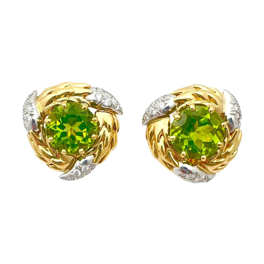 Tiffany & Co - Schlumberger Peridot Diamond Clip Earrings