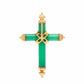 18k Gold Green Chalcedony Diamond Cross Pendant