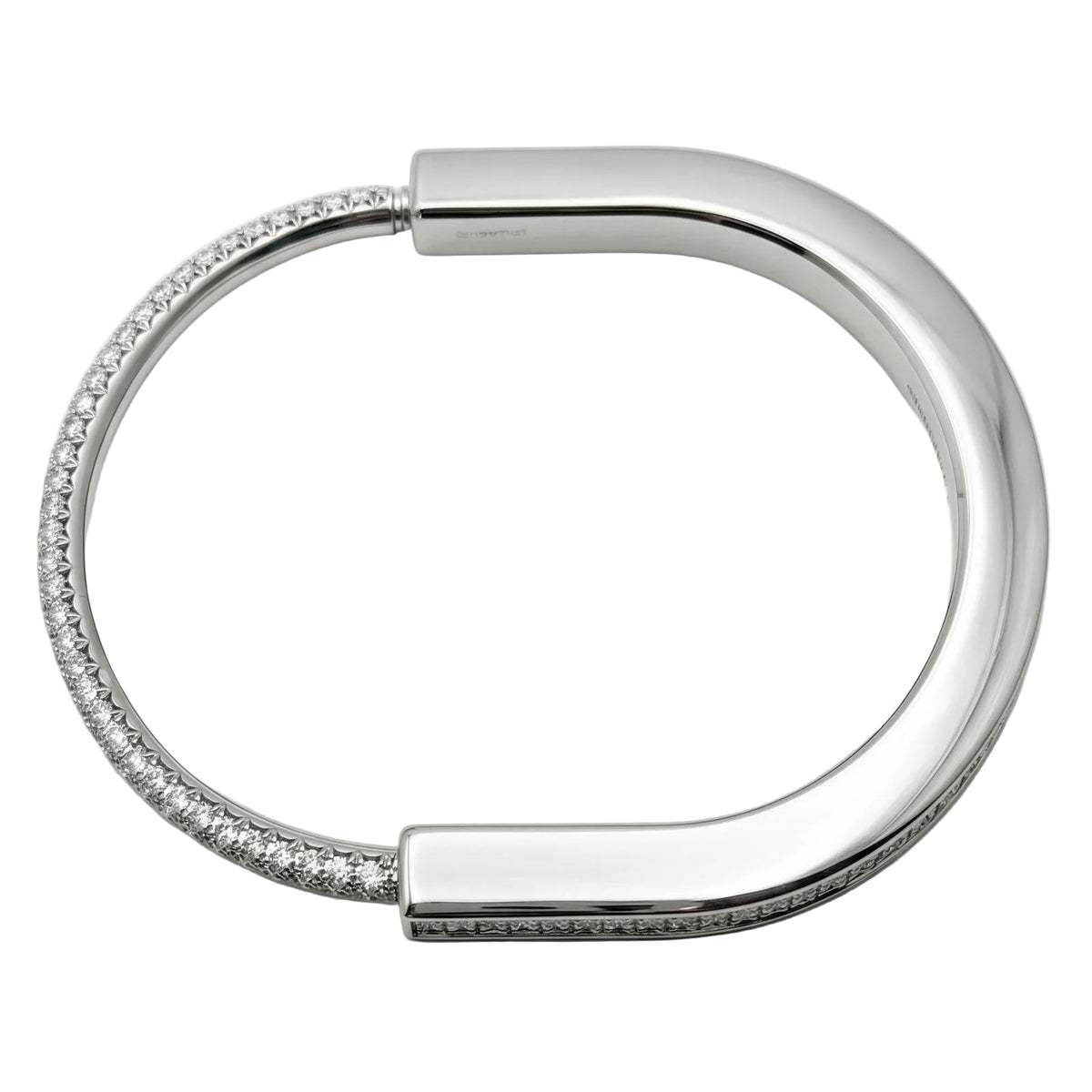 18K White Gold Baguette & Pavé Diamond Lock Bracelet