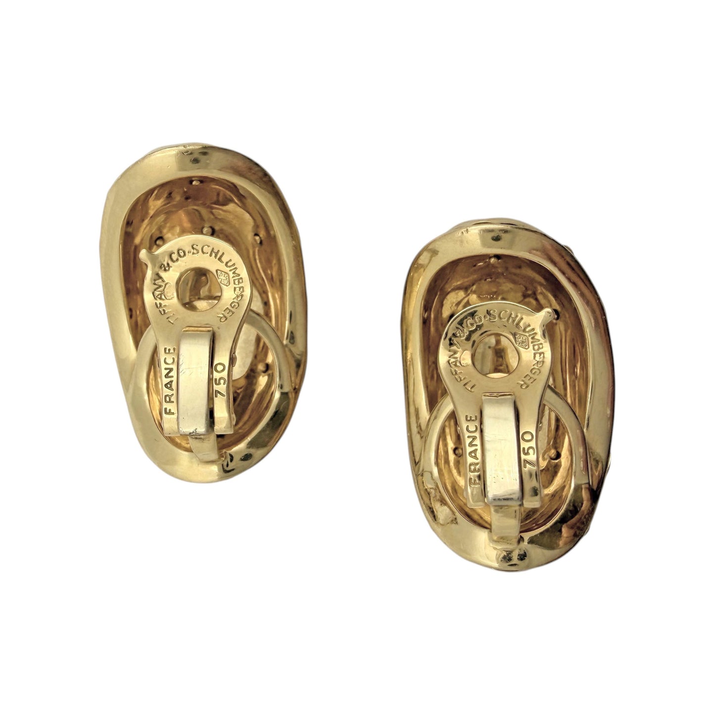 Schlumberger 18k Yellow Gold Black Enamel Croisillon Earrings