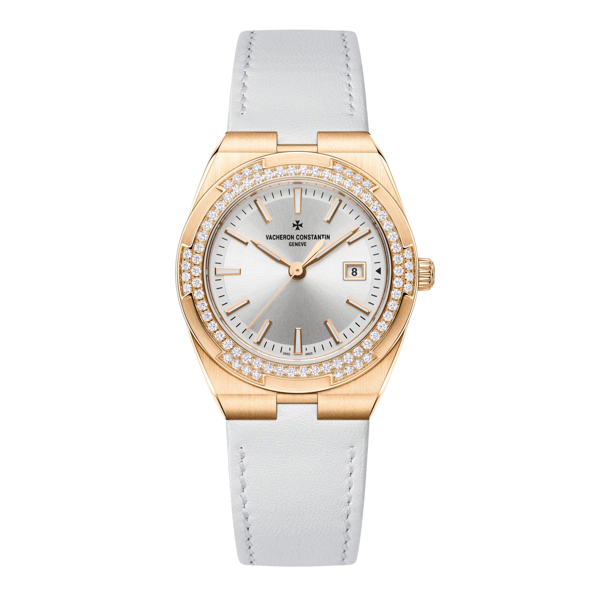 Vacheron Constantin - Overseas Quartz 33mm Silver Dial Pink Gold (1225V/200R - H031)