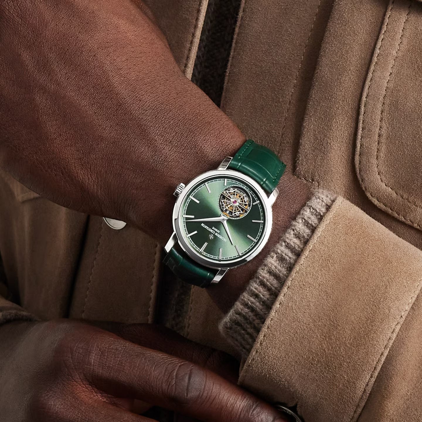 Vacheron Constantin - Traditionnelle Tourbillon Platinum Green Dial (6000T/000P - H025)