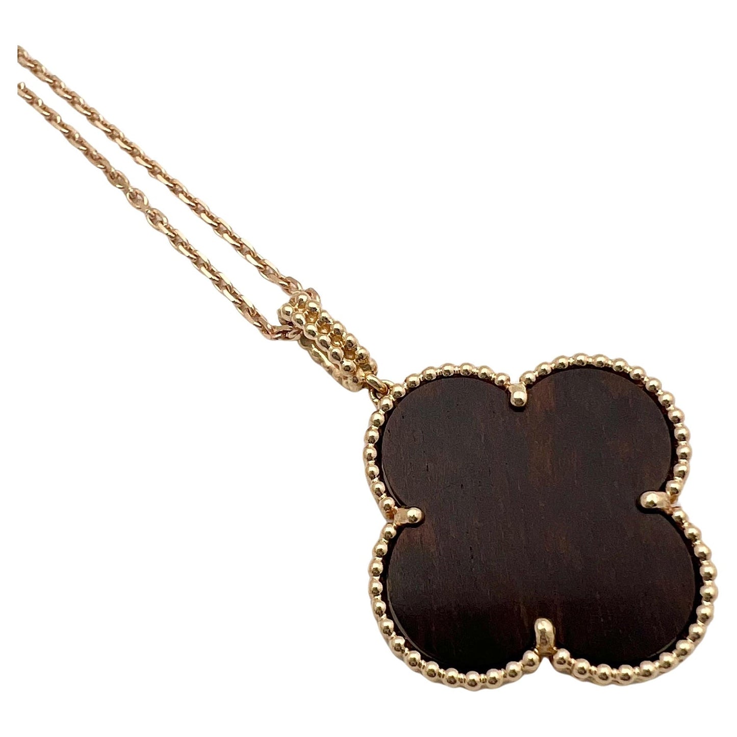 Van Cleef & Arpels - 18k Rose Gold Letterwood Magic Alhambra Pendant Necklace